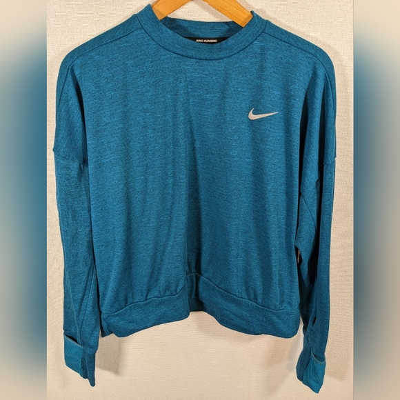 Nike Running Women's Cropped Style Sweatshirt Teal Color Size Medium - Picture 2 of 12